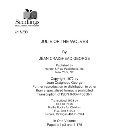 Cover image for Julie of the Wolves by Jean Craighead George