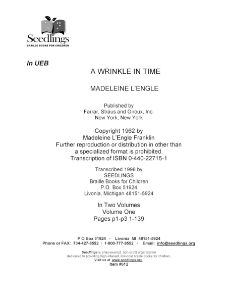 Cover image for A Wrinkle In Time by Madeline L'Engle