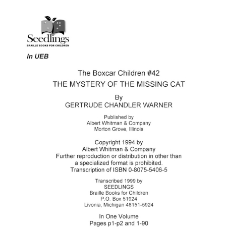Cover image for The Boxcar Children #42 The Mystery of the Missing Cat by Gertrude Chandler Warner