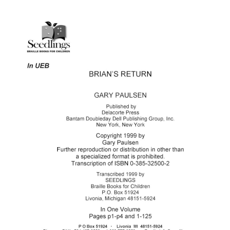 Cover image for Brian's Return by Gary Paulsen