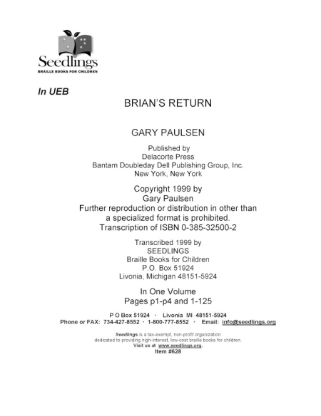 Cover image for Brian's Return by Gary Paulsen