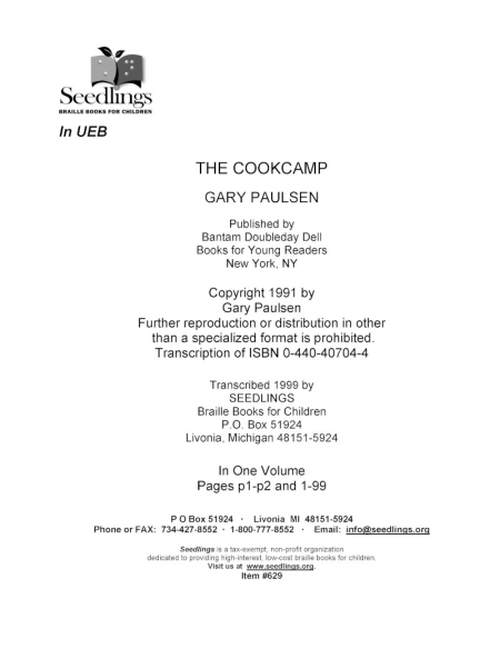 Cover image for The Cookcamp by Gary Paulsen