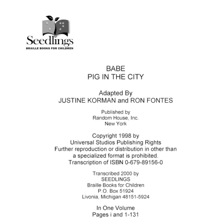Cover of Babe: Pig in the City