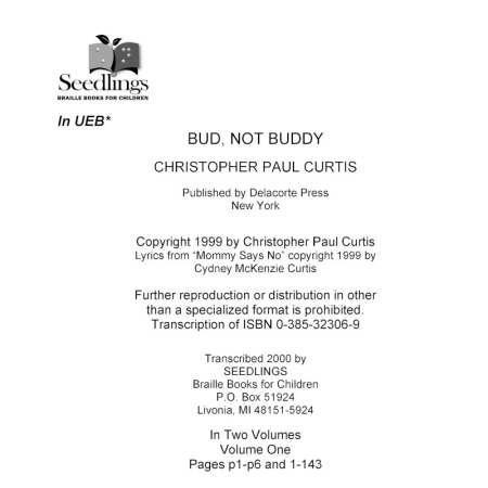Cover image for Bud, Not Buddy by Christopher Paul Curtis
