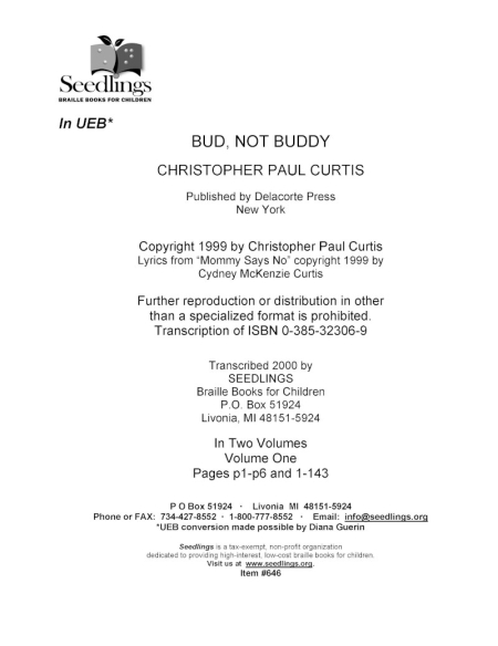 Cover image for Bud, Not Buddy by Christopher Paul Curtis