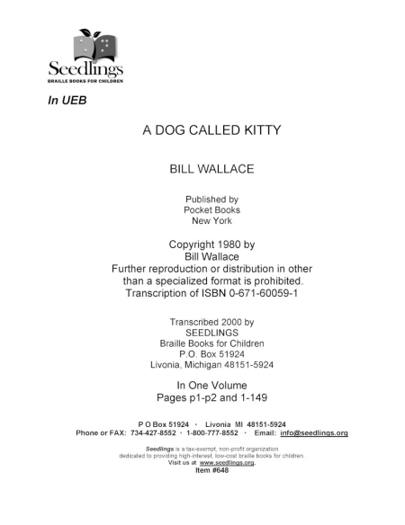 Cover image for A Dog Called Kitty by Bill Wallace