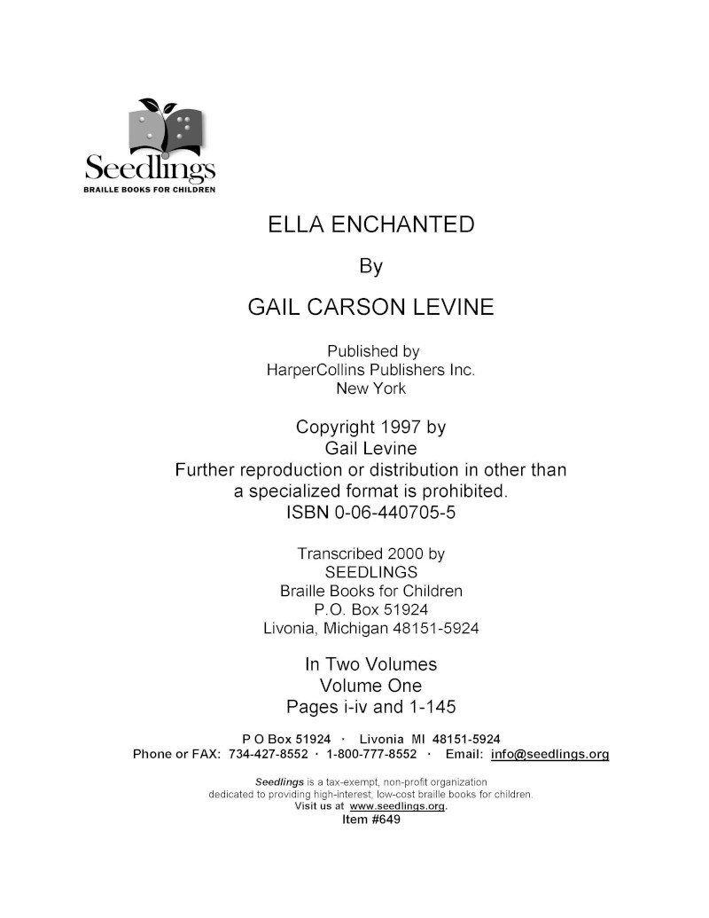 Ella Enchanted (2 vol.) Seedlings
