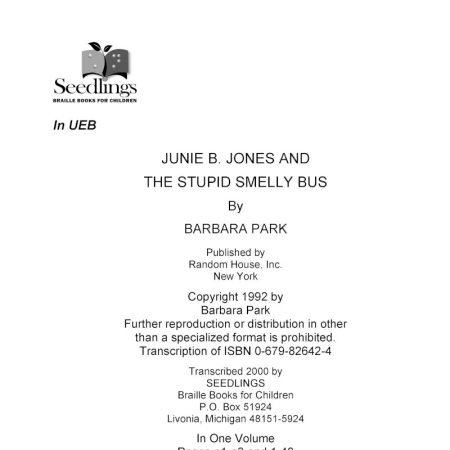 Cover image for Junie B Jones and the Stupid Smelly Bus by Barbara Park