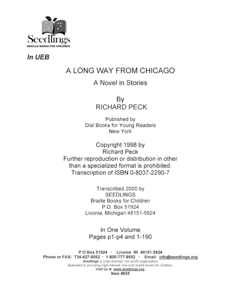 Cover image for A Long Way From Chicago by Richard Peck