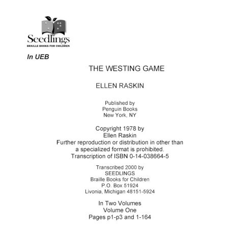 Cover image for The Westing Game by Ellen Raskin