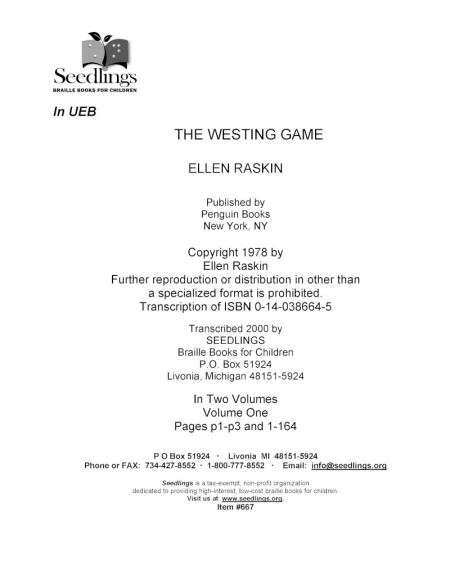 Cover image for The Westing Game by Ellen Raskin
