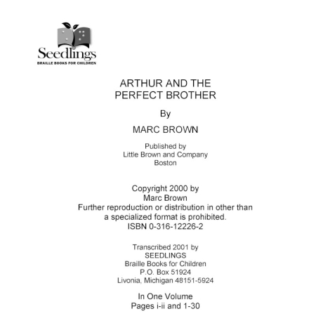 Cover for Arthur and the Perfect Brother by Marc Brown