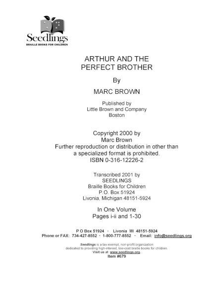 Cover for Arthur and the Perfect Brother by Marc Brown