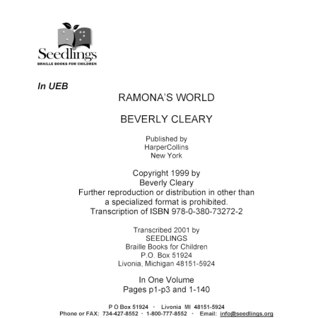 Cover image for Ramona's World by Beverly Cleary