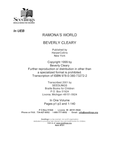 Cover image for Ramona's World by Beverly Cleary