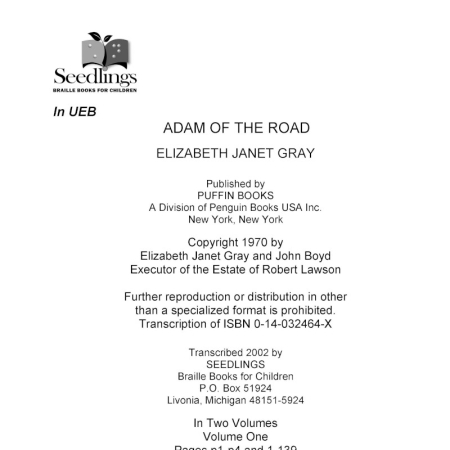 Cover for Adam of the Road by Elizabeth Janet Gray