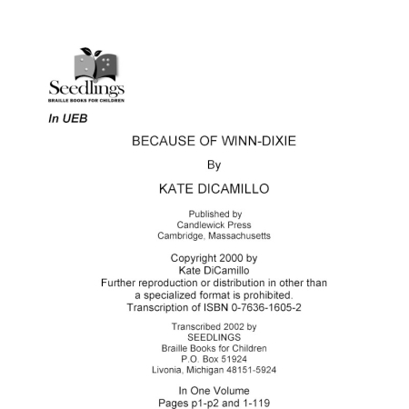 Cover image for Because of Winn Dixie by Kate DiCamillo