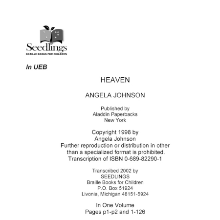 Cover image for Heaven by Angela Johnson