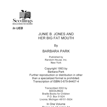 Cover image for Junie B Jones And Her Big Fat Mouth by Barbara Park