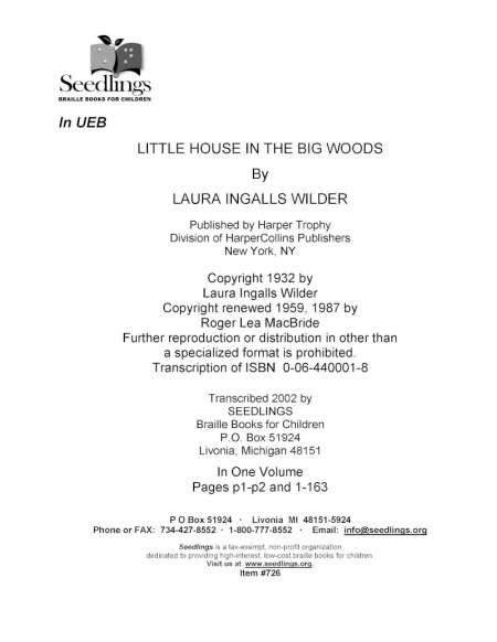 Cover image for Little House in the Big Woods by Laura Ingalls Wilder