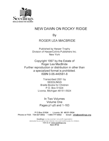 Cover image for New Dawn on Rocky Ridge by Roger Lea MacBride