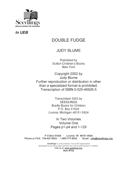 Cover image for Double Fudge by Judy Blume
