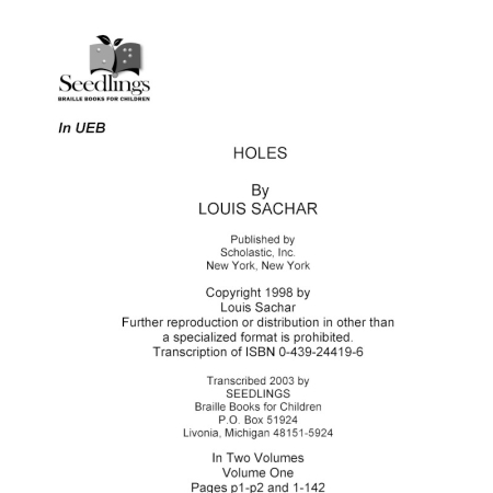 Cover image for Holes by Louis Sachar