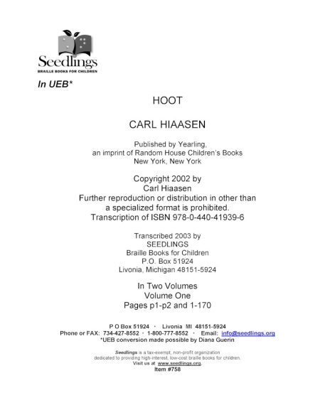 Cover image for Hoot by Carl Hiaasen