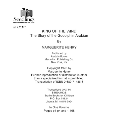 Cover image for King of the Wind The Story of Godolphin Arabian by Marguerite Henry
