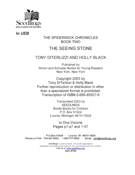 Cover image for The Spiderwick Chronicles Book Two The Seeing Stones by Tony DiTerlizzi and Holly Black
