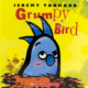 A blue, cartoon bird sits in a nest. It has one eyebrow raised and an annoyed expression.